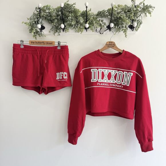 DIXXON Tops - Dixxon Women's DFCO Cropped Crewneck Sweatshirt Set Red Large TS